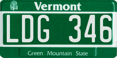 VT license plate LDG346