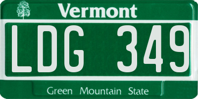 VT license plate LDG349