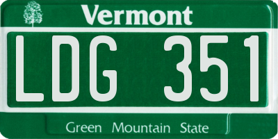 VT license plate LDG351