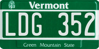 VT license plate LDG352