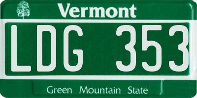 VT license plate LDG353