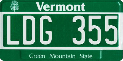 VT license plate LDG355