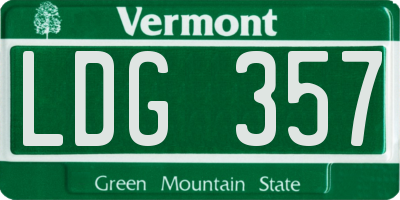 VT license plate LDG357