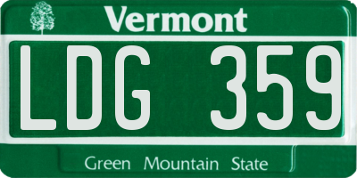 VT license plate LDG359