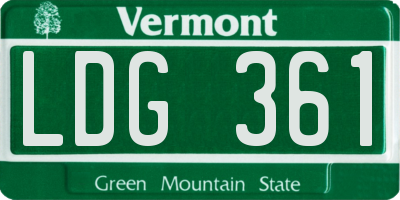 VT license plate LDG361