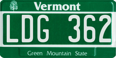 VT license plate LDG362