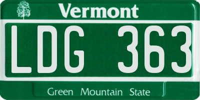 VT license plate LDG363