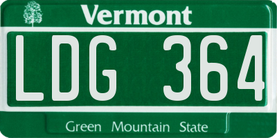 VT license plate LDG364