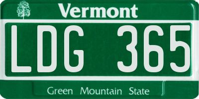VT license plate LDG365