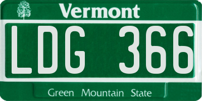 VT license plate LDG366