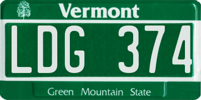 VT license plate LDG374