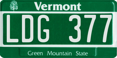 VT license plate LDG377