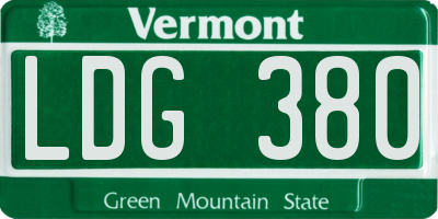 VT license plate LDG380