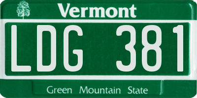 VT license plate LDG381