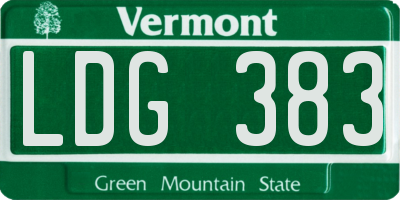 VT license plate LDG383