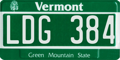 VT license plate LDG384