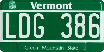 VT license plate LDG386