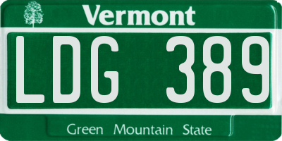 VT license plate LDG389