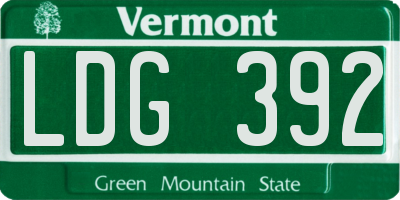VT license plate LDG392