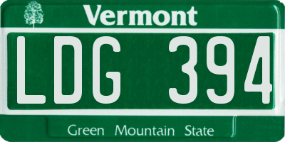VT license plate LDG394