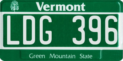 VT license plate LDG396