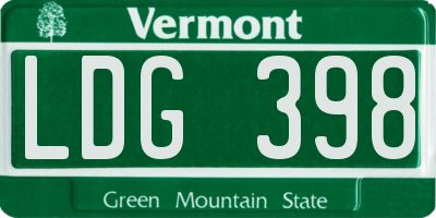 VT license plate LDG398