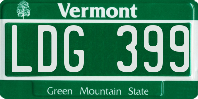 VT license plate LDG399