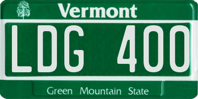 VT license plate LDG400