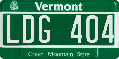 VT license plate LDG404