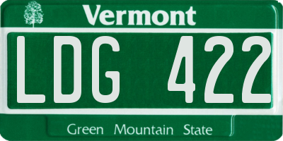 VT license plate LDG422