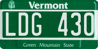 VT license plate LDG430