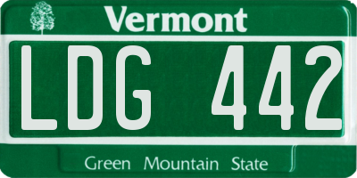 VT license plate LDG442
