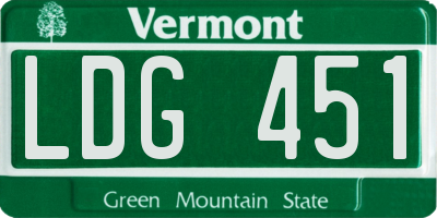 VT license plate LDG451