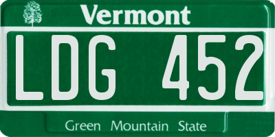VT license plate LDG452