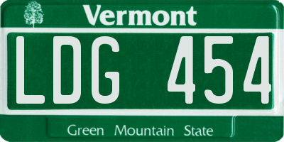 VT license plate LDG454