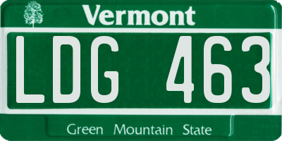 VT license plate LDG463