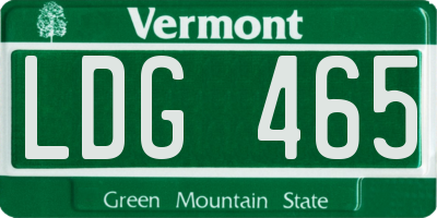 VT license plate LDG465