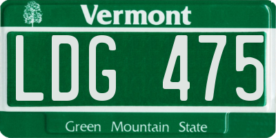 VT license plate LDG475