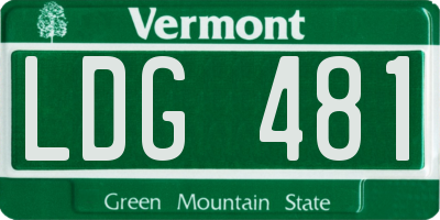VT license plate LDG481