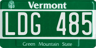 VT license plate LDG485