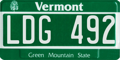 VT license plate LDG492