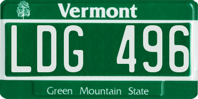 VT license plate LDG496