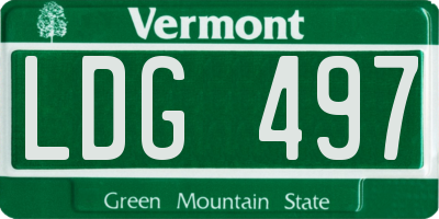 VT license plate LDG497