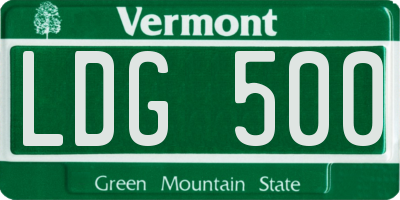 VT license plate LDG500