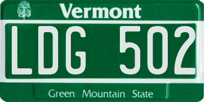 VT license plate LDG502