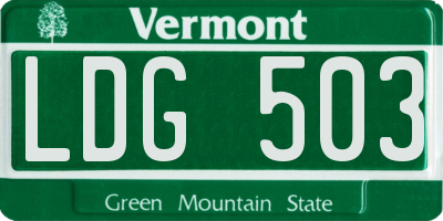 VT license plate LDG503