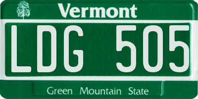 VT license plate LDG505