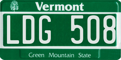VT license plate LDG508