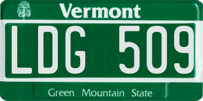 VT license plate LDG509