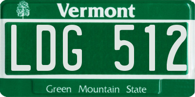 VT license plate LDG512